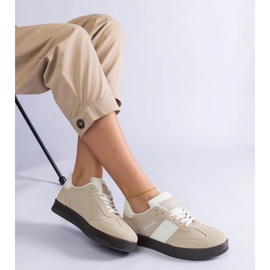 Beige sneakers på plattformen med sömmar 1