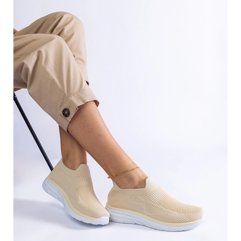 Beige slip-on sport sneakers 1