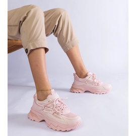 Rosa sportsneakers med massiv sula 1