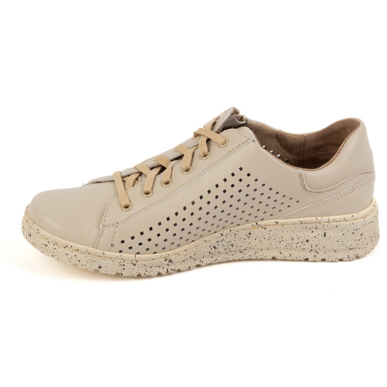 WASAK Kvinnors skor, OpenWork Leather Sneakers 0720pw Beige 1