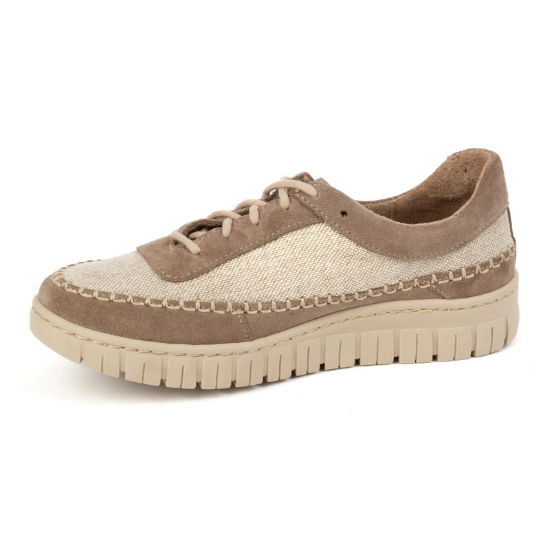 Olivier Damskor i läder med tjock sula 0759W, beige 1