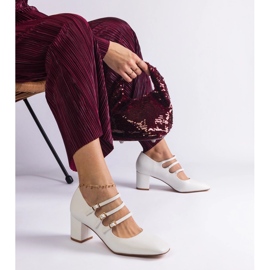 Vita pumpar på stolpen med dekorativa spännen 1