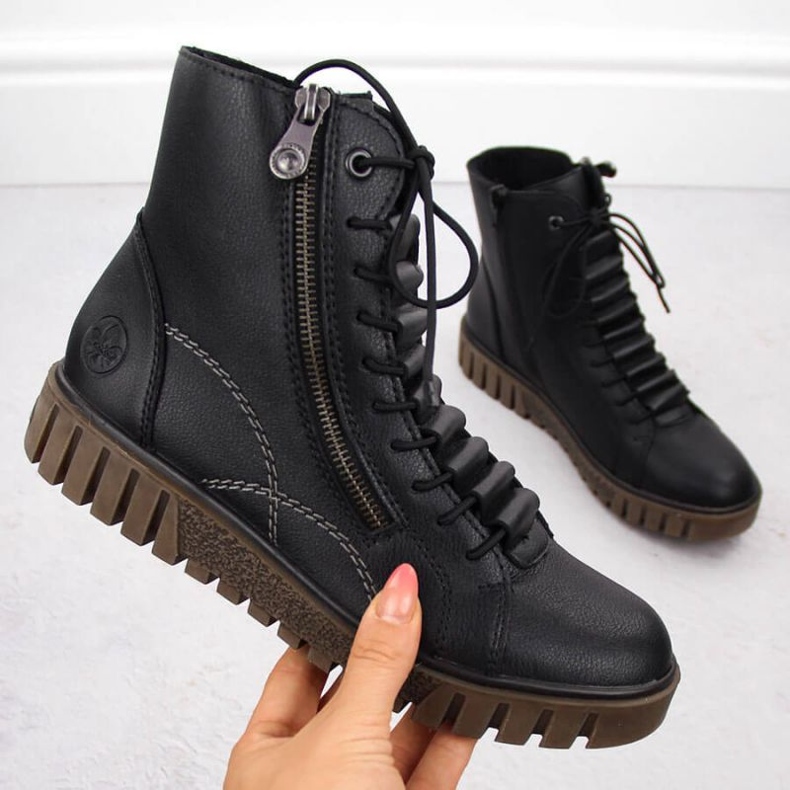 Kvinnors Rieker läderstövlar Y3410-00 svart 1