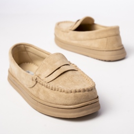 Kvinnors beige mocka loafers 1