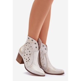 Lewski Shoes Openwork Leather Cowboy Boots på Lewski Post 3613 Zloty torkade gyllene 1