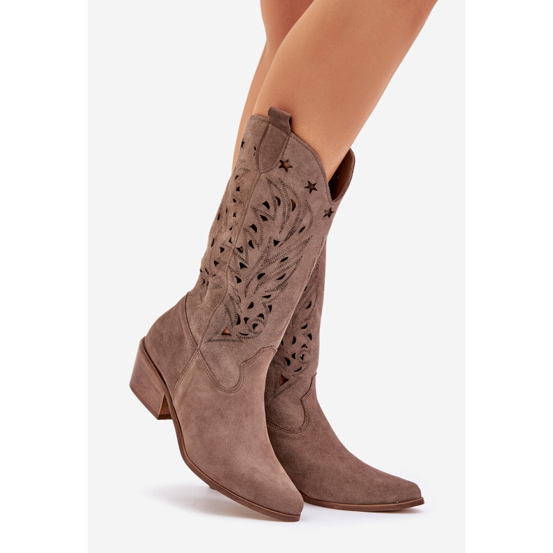 Suede Boots med en OpenWork Upper Zazoo 3609 Brown brun 1