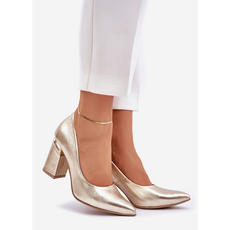 Lewski Shoes Läderpumpar Lewski 3117 Guldmetallisk gyllene 1