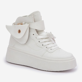 Höga sneakers med påse på den vita plattformen 4