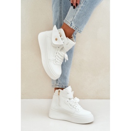 Höga sneakers med påse på den vita plattformen 3