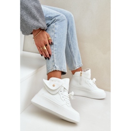 Höga sneakers med påse på den vita plattformen 6