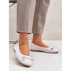Mesh ballerinas med en lätt tiggare båge beige 2