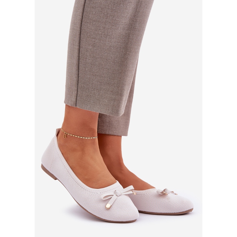 Mesh ballerinas med en lätt tiggare båge beige 1