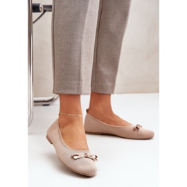Mesh ballerinas med en båge beige 2