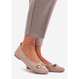 Mesh ballerinas med en båge beige 1