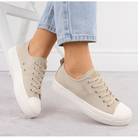 Damsneakers på plattformen beige Big Star LL274969 1