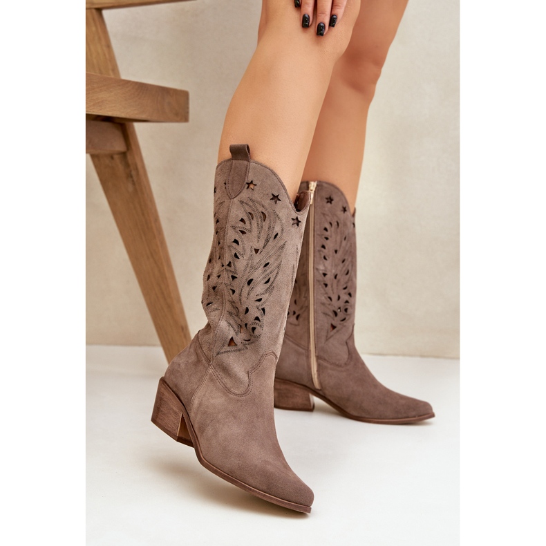 Suede Boots med en OpenWork Upper Zazoo 3609 Brown brun 2