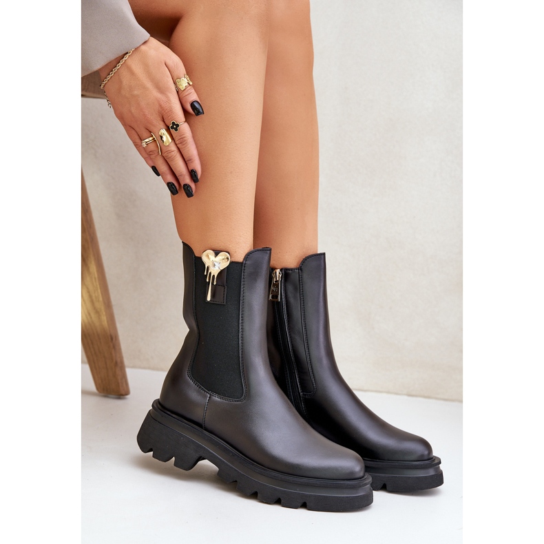 Chelsea-stövlar i läder med dekoration CheBello 4537 Svart 2