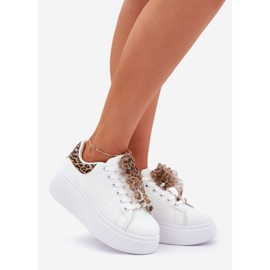 Kvinnors sneakers på plattformen med Leopard Print White vit 1