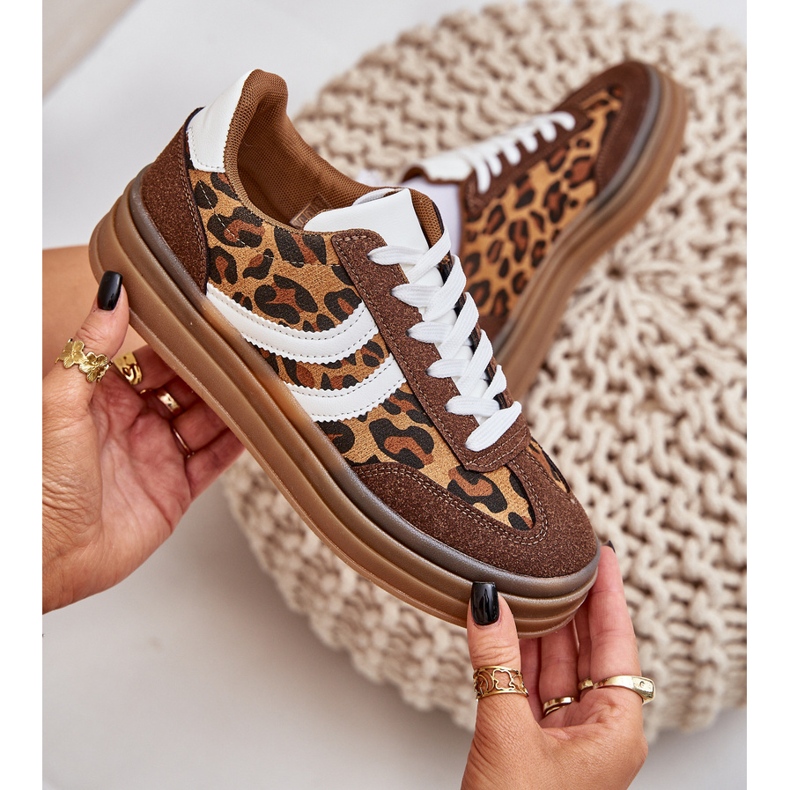 Snygga leopardsneakers på Brown -plattformen brun 2