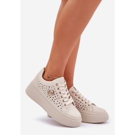 OpenWork Sneakers med gyllene detalj beige 1