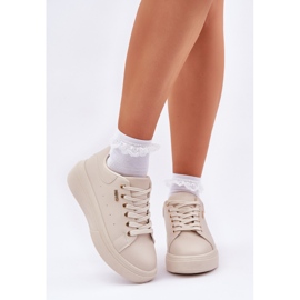 Kvinnors sneakers på plattformen Eco Light Basic Leather beige 2