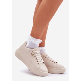 Kvinnors sneakers på plattformen Eco Light Basic Leather beige 1
