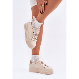 Kvinnors sneakers med stift beige 2