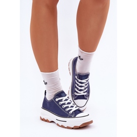 News Låga kvinnors sneakers på plattformen marinblå blå 4