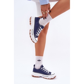 News Låga kvinnors sneakers på plattformen marinblå blå 3