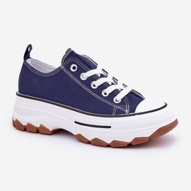 News Låga kvinnors sneakers på plattformen marinblå blå 5