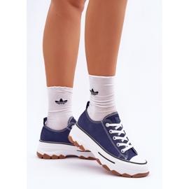 News Låga kvinnors sneakers på plattformen marinblå blå 6