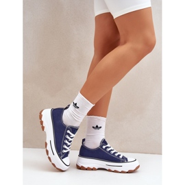 News Låga kvinnors sneakers på plattformen marinblå blå 7
