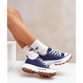 News Låga kvinnors sneakers på plattformen marinblå blå 9