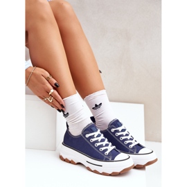 News Låga kvinnors sneakers på plattformen marinblå blå 10