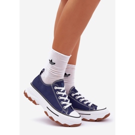 News Låga kvinnors sneakers på plattformen marinblå blå 1
