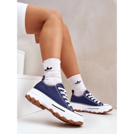 News Låga kvinnors sneakers på plattformen marinblå blå 2