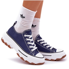 News Låga kvinnors sneakers på plattformen marinblå blå 11