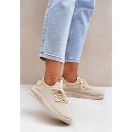 Kvinnors slip -up i beige sportskor 2