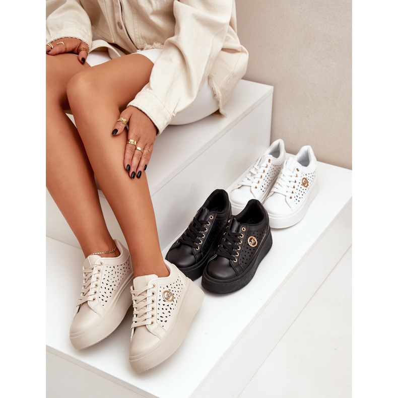 OpenWork Sneakers med gyllene detalj beige 2