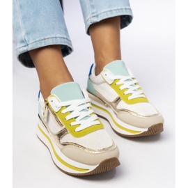 Kvinnors Sport Green och Beige Sneakers 2