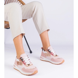 Rosa sneakers på plattformen dekorerad med glitter 2