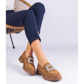 Bruna kvinnors loafers från Ekozamsz med en elegant dekoration 2