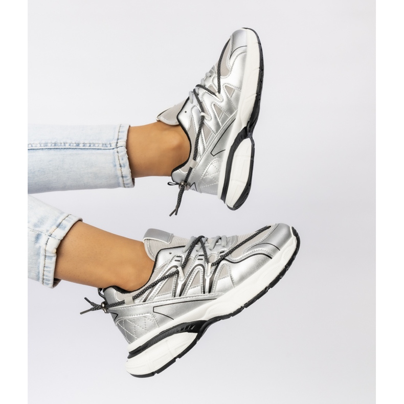 Kvinnors silver sneakers på plattformen silver- 2