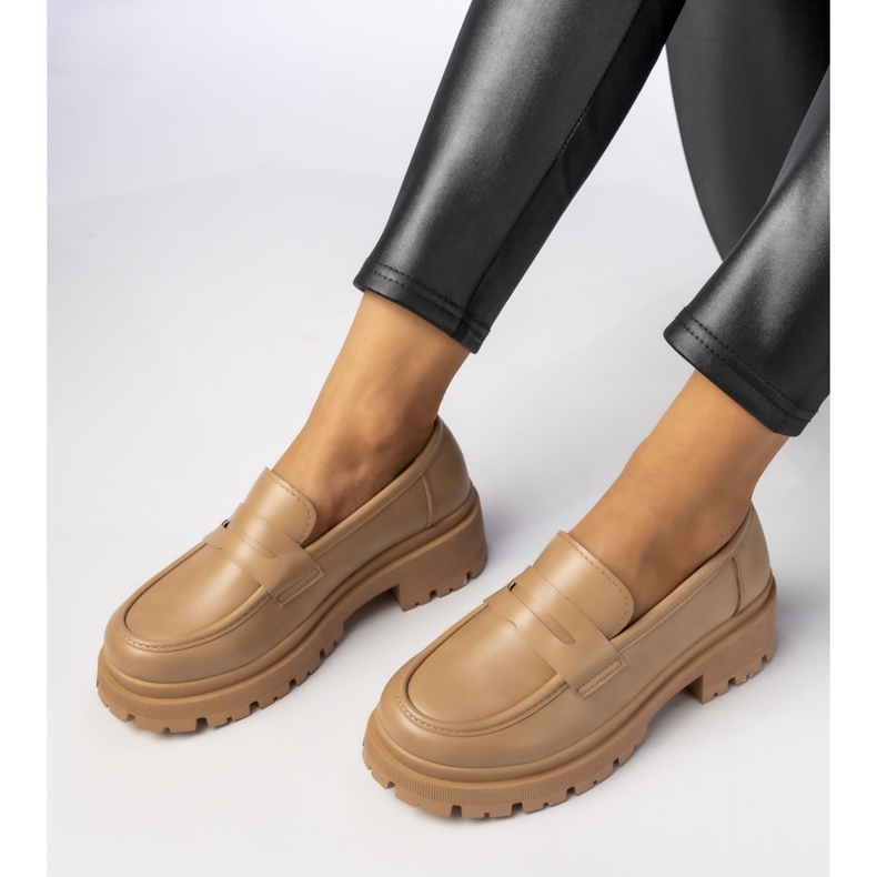 Kvinnors mörka beige loafers 2