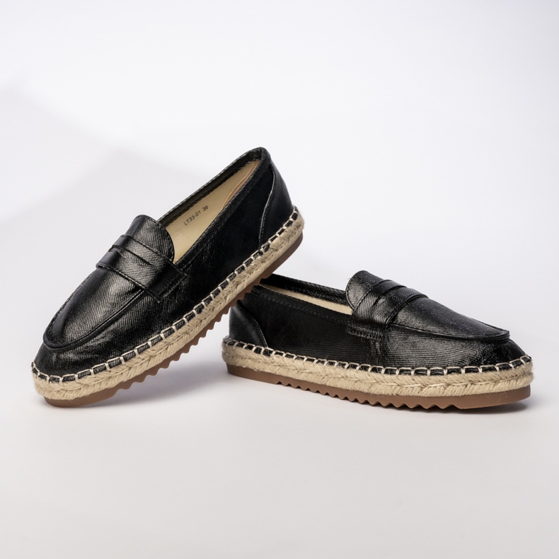 Espadrilles kvinnors svarta loafers 1