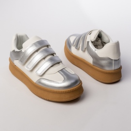Kvinnors sport sneakers silver-vita 1