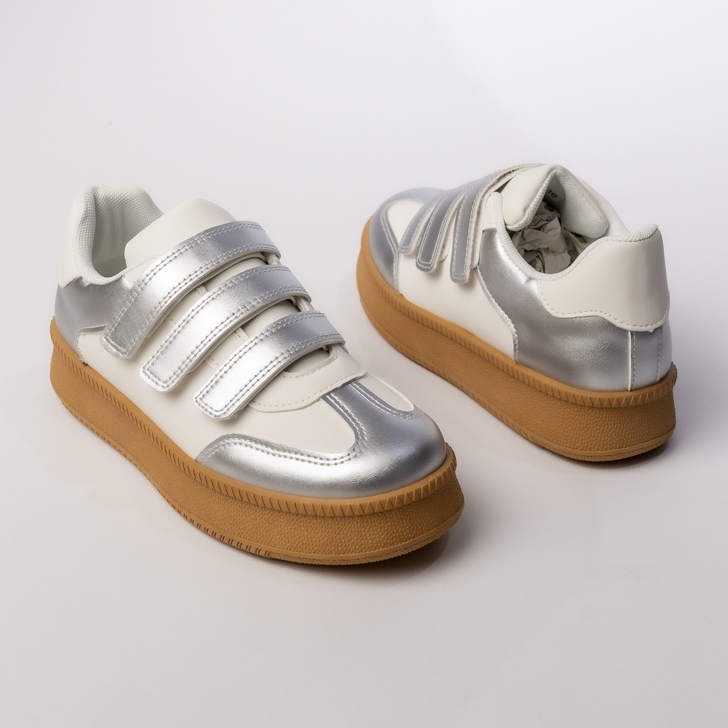 Kvinnors sport sneakers silver-vita 1