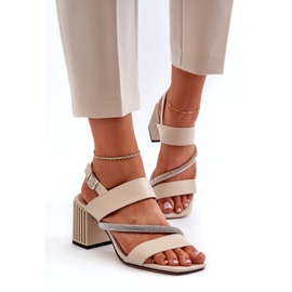 S.Barski Kvinnors eleganta sandaler på posten Beige MR38-549 5