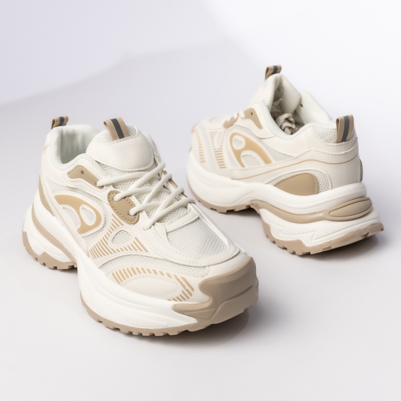 Kvinnors vit-beige sportsneakers 1