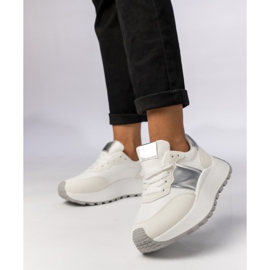 Kvinnors sport sneakers vita metallinsatser 1